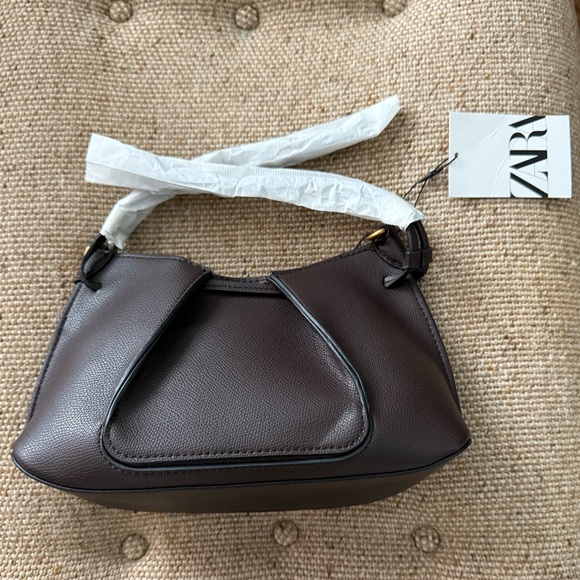 Zara Elegant Brown PLEATED MINI BAG Shoulder Crossbody Bag NWT - Picture 6 of 7